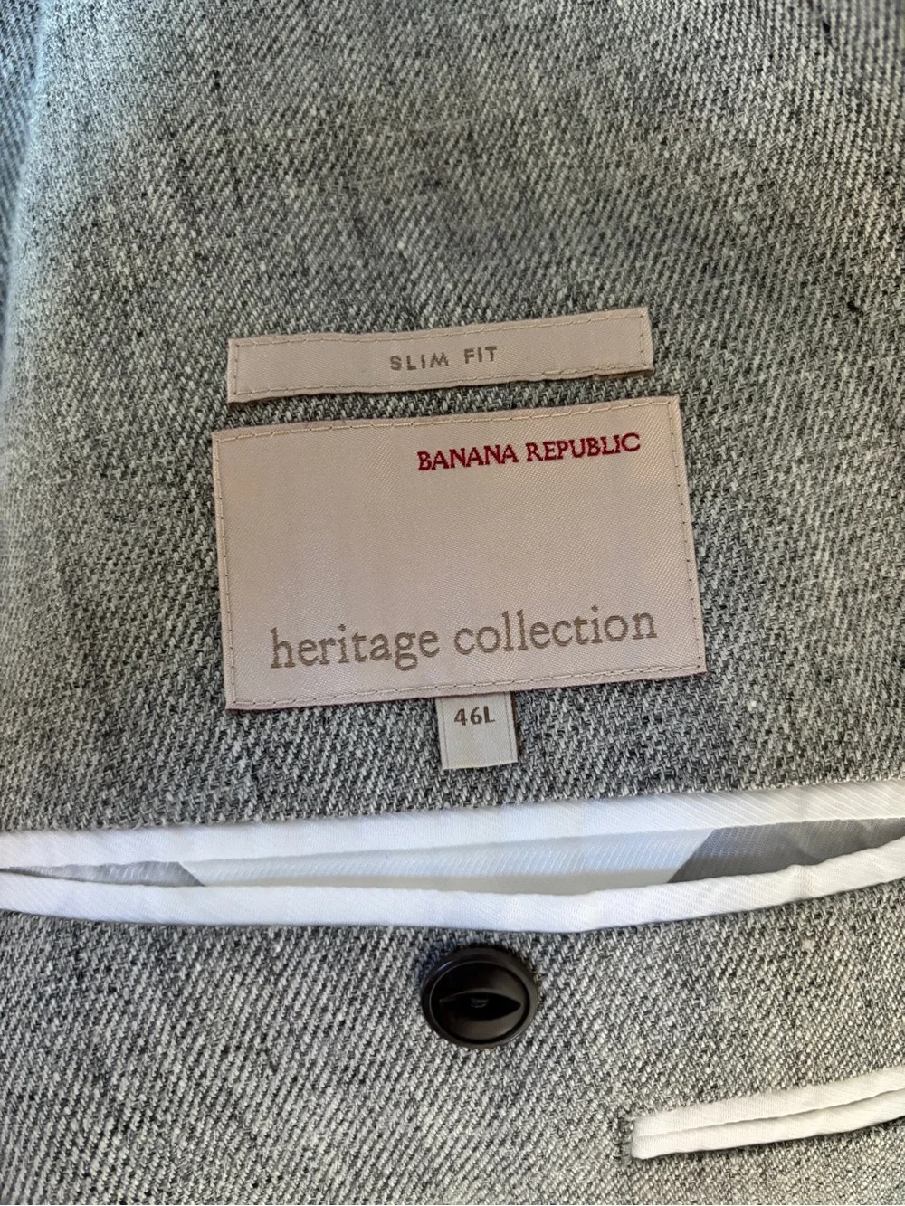 Banana Republic Men’s Heritage Collection Gray Slim Fit Linen-Blend Blazer 46L
